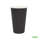 Cups, Hot, 16 Ounce, Paper, Black, Ripple Wall, 16 Ounce,1 - 500 COUNT