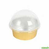 Cups, Bakery, 4.2 Ounce, Foil, Gold with Clear Plastic Dome Lids, 4.2 Ounce,1 - 100 COUNT