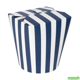 Containers, Noodle Take-Out, Bio Tek 32 Ounce, Paper, Blue & White Stripe, Round,4 - 50 COUNT
