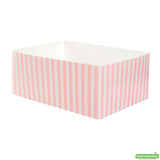 Trays, Sandwich & Burger, Bio Tek 8.50 x 6 x 3.50 Inch, Paper, Pink & White Stripe, Rectangular,100 - 1 COUNT