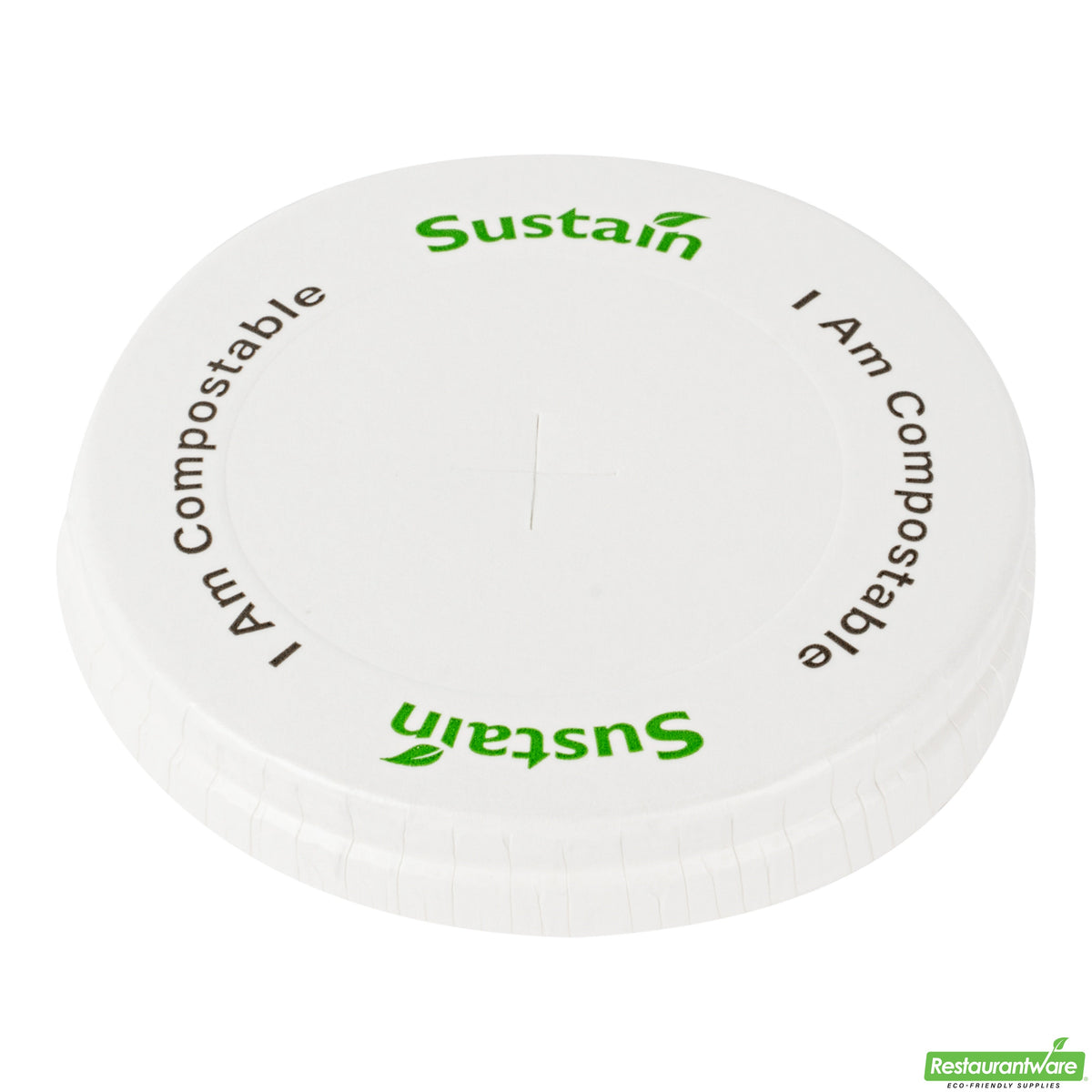 Lids, Flat, Plastic, White, PLA, Compostable, for 9/12/16/20/22 Ounce Cold Cups, 1 Each,1000 - 1 COUNT