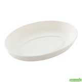 Plates, Salad, 26 Ounce 9.25 x 6 x 1.5 Inch, Sugarcane, White, Oval,1 - 100 COUNT