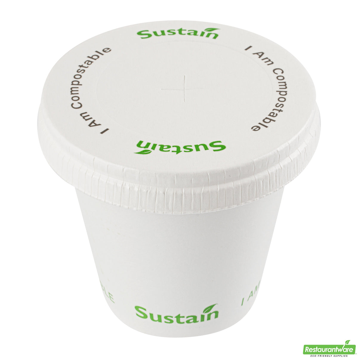Lids, Flat, Plastic, White, PLA, Compostable, for 9/12/16/20/22 Ounce Cold Cups, 1 Each,1000 - 1 COUNT