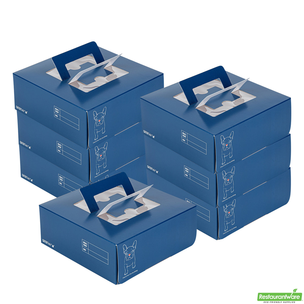 Boxes, Cake & Lunch, Cater Tek 9 x 9 x 3.50 Inch, Paper, Frenchie, with Window & Pop-Up Handle,50 - 1 COUNT