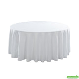 Table Covers, 120 Inch, Polyester, White, Round, Hemmed,1 - 10 COUNT
