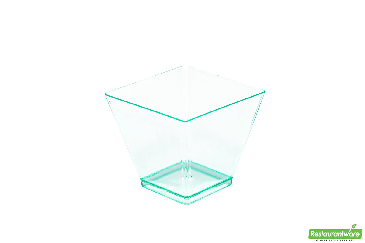 Cups, Kova Dessert, 2 Ounce, Plastic, Sea Green, Square, Heavyweight, 2 Ounce,1 - 100 COUNT