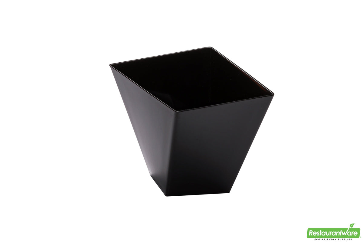 Plates, Dessert, 2 Ounce, Plastic, Black Girata Design, Square, Heavyweight, 2 Ounce,1 - 100 COUNT