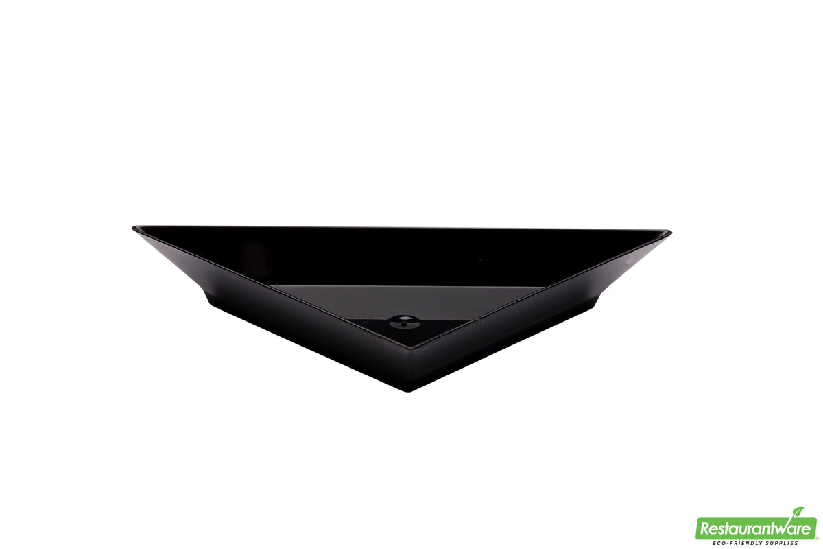 Plates, Triangolo Appetizer, 4 Inch, Plastic, Black, Soft Triangle, Heavyweight, 4 Linear Inch,1 - 100 COUNT