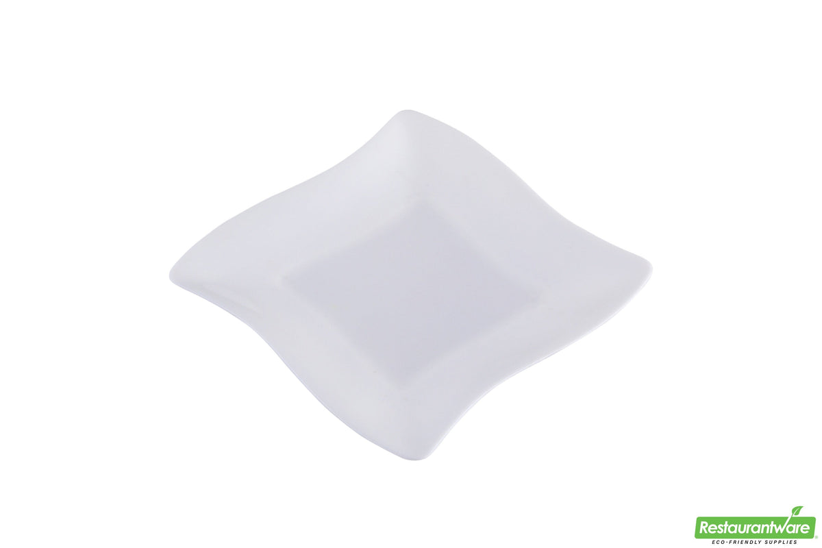 Plates, Appetizer, 3 Inch, Plastic, White Aqua Design, Wave-Edge, Heavyweight, 3 Linear Inch,1 - 100 COUNT