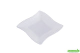 Plates, Appetizer, 3 Inch, Plastic, White Aqua Design, Wave-Edge, Heavyweight, 3 Linear Inch,1 - 100 COUNT