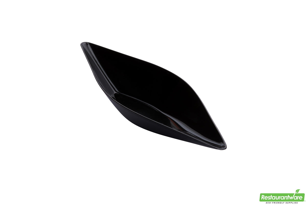 Dishes, Appetizer, 1 Ounce, Plastic, Black, Canoe-Shaped, Heavyweight, 1 Ounce,1 - 100 COUNT