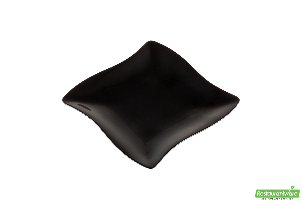 Plates, Appetizer, 1 Ounce, Plastic, Black Aqua Design, Wave-Edge, Heavyweight, 3 Linear Inch,1 - 100 COUNT