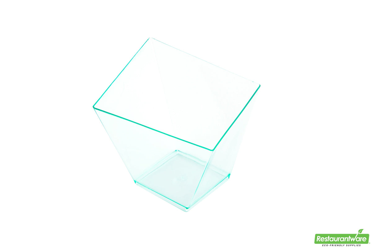 Dishes, Dessert, 5.5 Ounce, Plastic, Sea Green Girata Design, Square, Heavyweight, 5.5 Ounce,1 - 100 COUNT