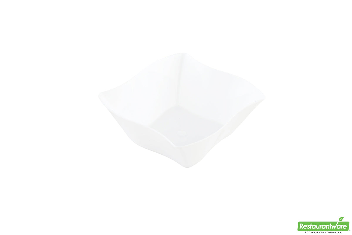 Bowls, 6 Ounce, Plastic, White Aqua Design, Square Wave-Edge, Heavyweight, 6 Ounce,1 - 100 COUNT