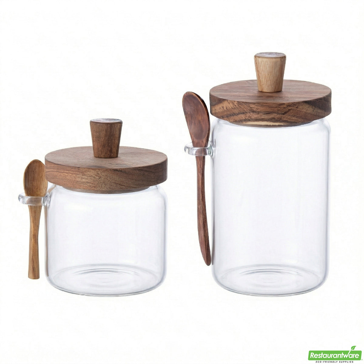 Jar Set, Storage, Vetri 2-Piece, Glass, with Acacia Lid & Chalkboard Label, 8 x 8 x 7.5 Inch,1 - 1 EACH