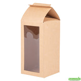 Box, Takeout, 3.5 x 3.5 x 8.5 Inch, Paper, Kraft, Rectangular, Tapered, with Clear Plastic Window,1 - 100 COUNT