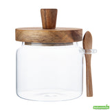 Jar, Storage, 17 Ounce, Glass, with Acacia Lid,1 - 1 EACH