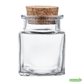 Jar, Herb, 2 Ounce, Square, Clear, Glass with Cork Lid,10 - 1 COUNT