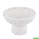 Vase, Table Art, 6 x 6 x 4 Inch, Ceramic, White, Pedestal Shape,1 - 1 EACH