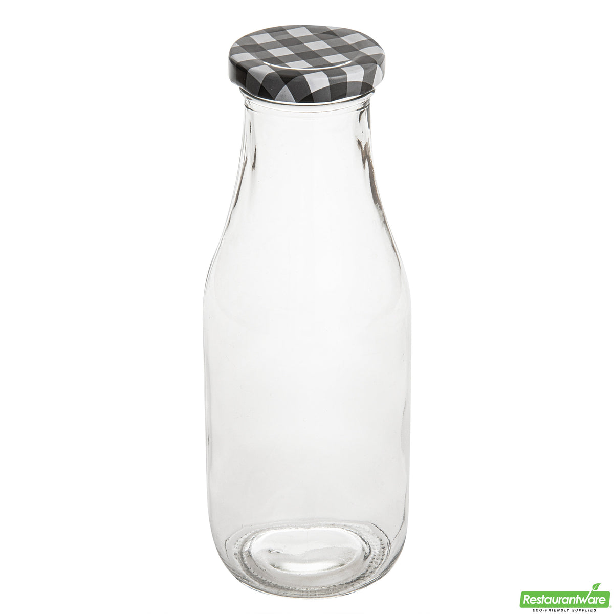 Bottles, French Countryside, 15 Ounce, Glass, with Plaid Lid, 2.5 x 2.5 x 7.5 Inch,10 - 1 COUNT