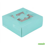 Boxes, Cake & Lunch, 9 x 9 x 3.50 Inch, Paper, Turquoise, with Window & Pop-Up Handle,50 - 1 COUNT