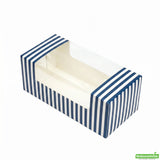 Boxes, Pastry & Cake, Pastry Tek 9.75 x 4.75 x 4 Inch, Paper, Blue & White Stripe, with Window,100 - 1 COUNT