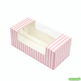 Boxes, Pastry & Cake, 9.75 x 4.75 x 4 Inch, Paper, Pink & White Stripe, with Window,100 - 1 COUNT