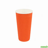 Cups, Hot, 20 Ounce, Paper, Tangerine, Ripple Wall,1 - 250 COUNT