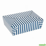 Containers, Take-Out, Bio Tek 71 Ounce, Paper, Blue & White Stripe, 8.50 x 6.25 x 2.50 Inch, #3, Rectangular,4 - 50 COUNT