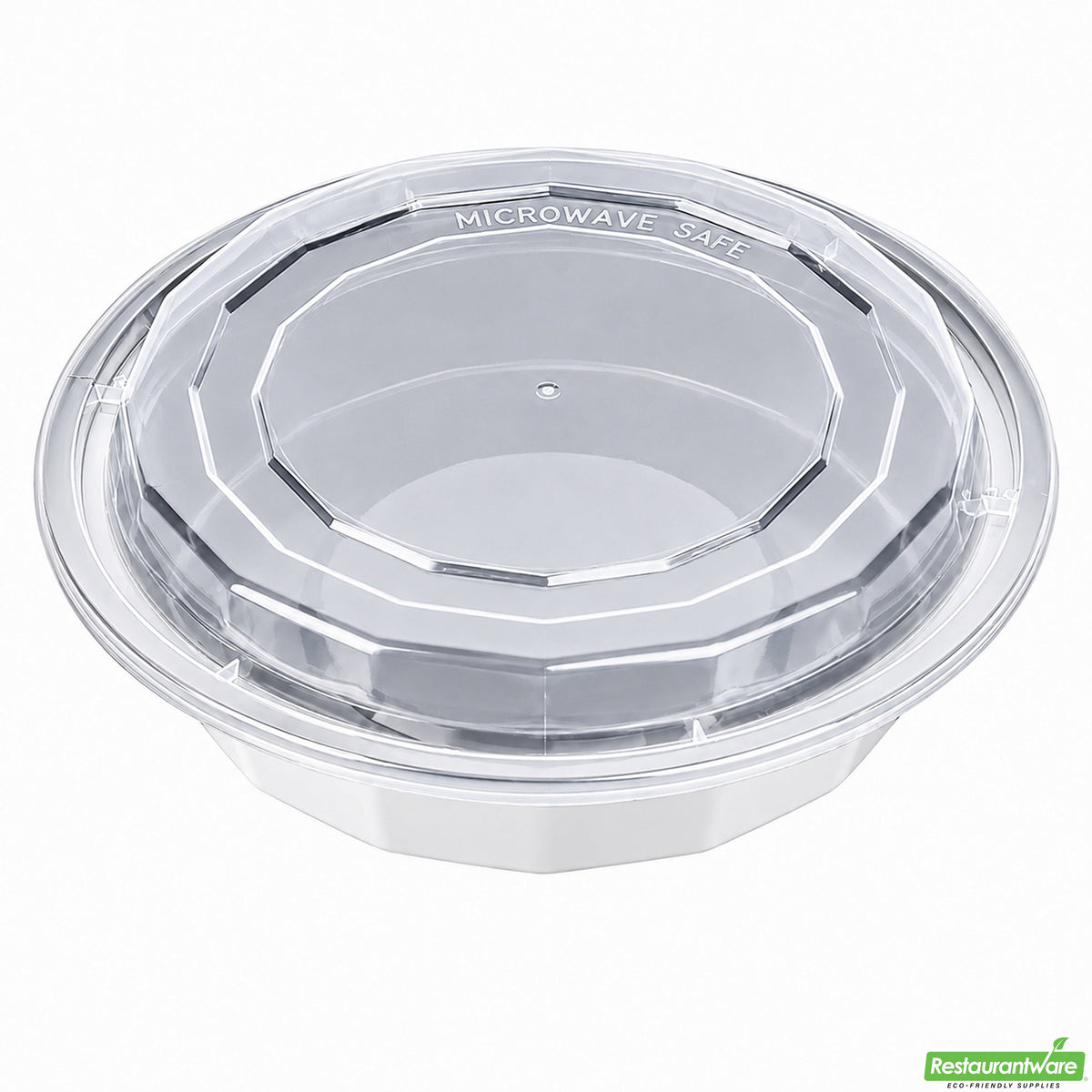 Containers, Food, 24 Ounce, Microwaveable Plastic, White Asporto Design, Round, with Clear Lid,1 - 100 COUNT
