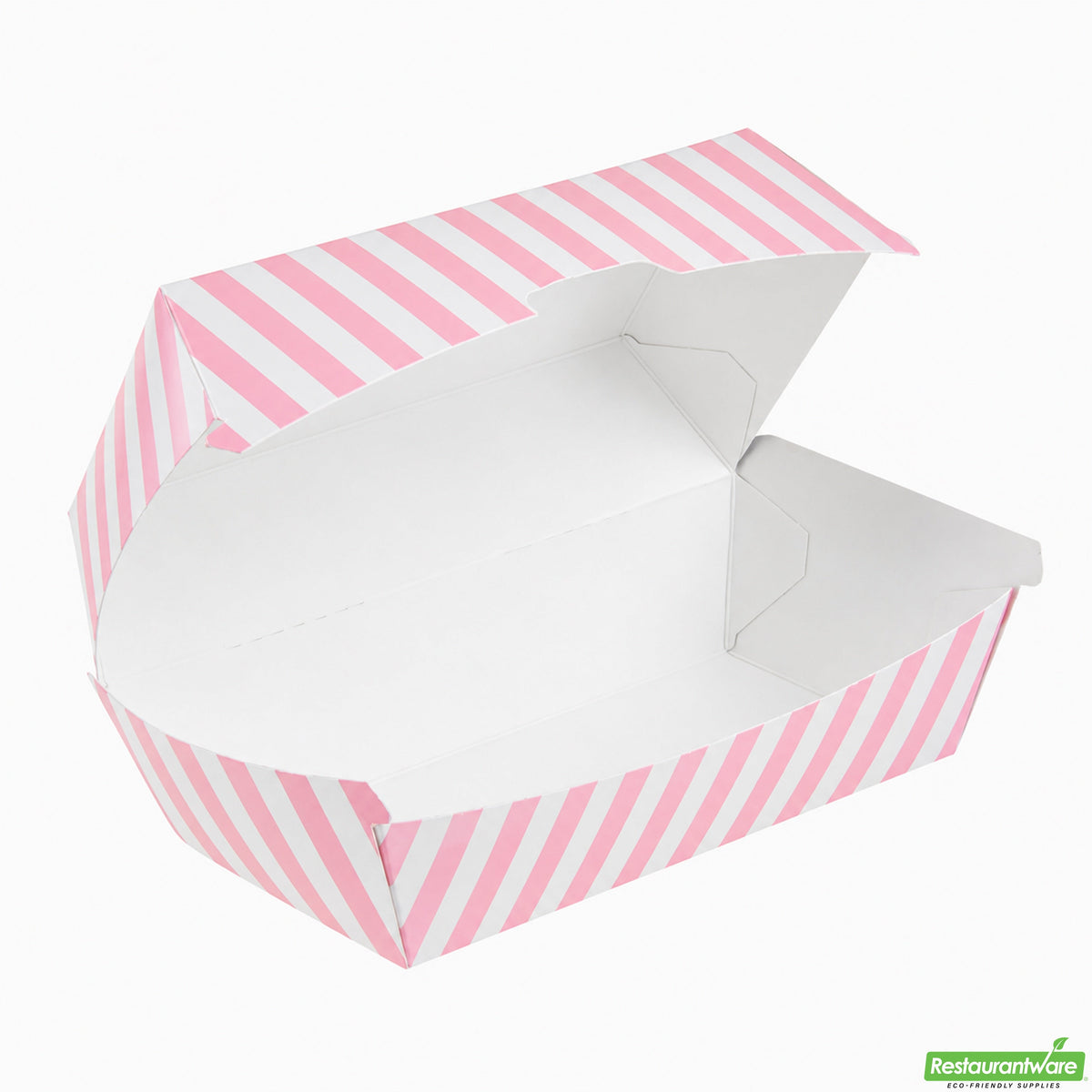 Containers, Hot Dog & Sandwich, Bio Tek 6.75 x 3.50 x 3.50 Inch, Paper, Pink & White Stripe, Rectangular,100 - 1 COUNT