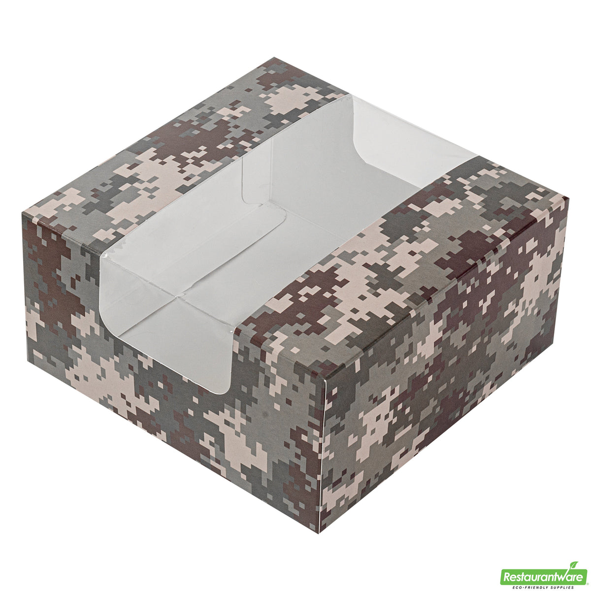 Boxes, Pastry & Cake, 6.25 x 6.25 x 3.25 Inch, Paper, Camouflage, with Window,100 - 1 COUNT