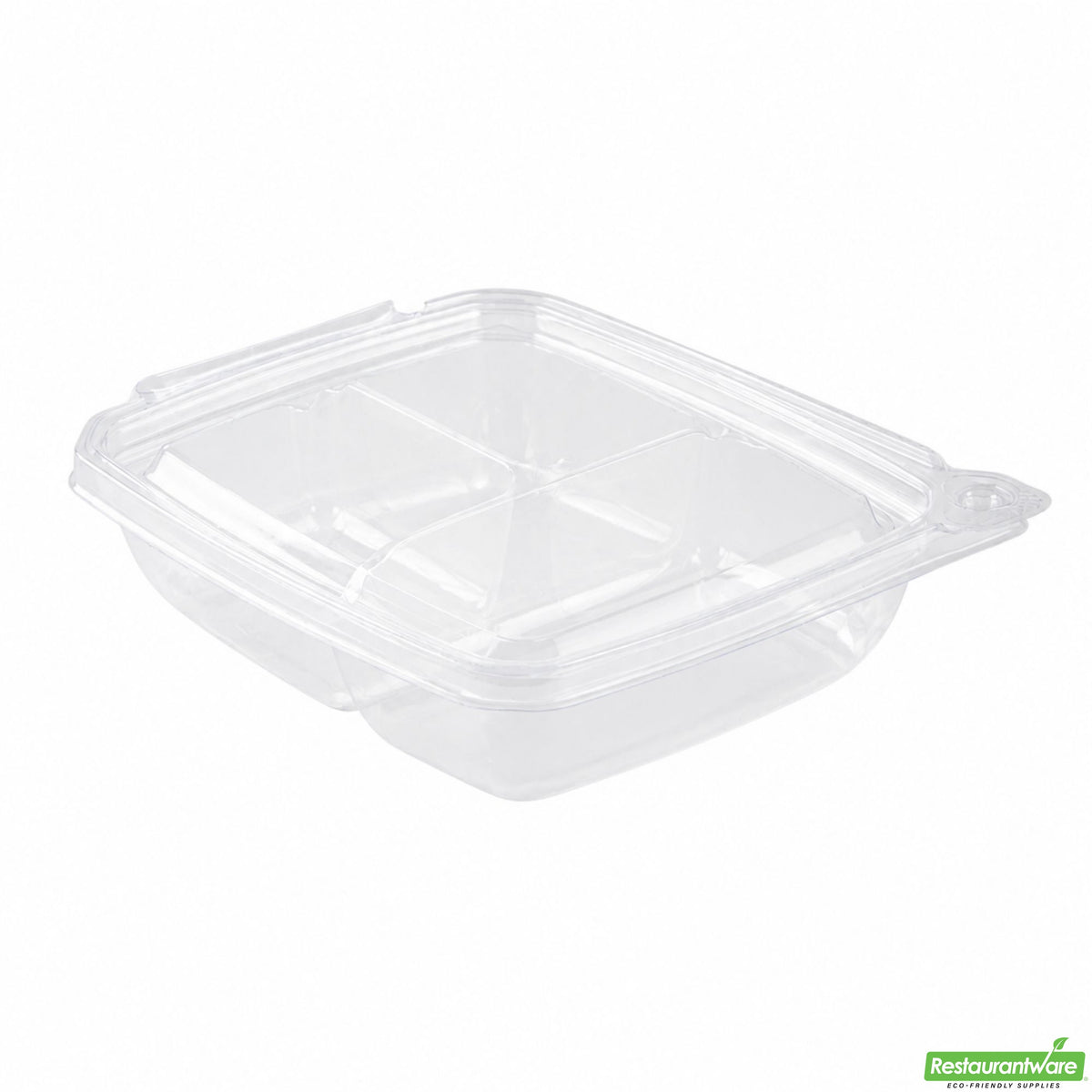 Containers, 3-Compartment, Tamper Tek 11 Ounce, Plastic, Clear, 7 x 5.5 x 1.5 Inch, with Lid, Tamper-Evident,100 - 1 COUNT
