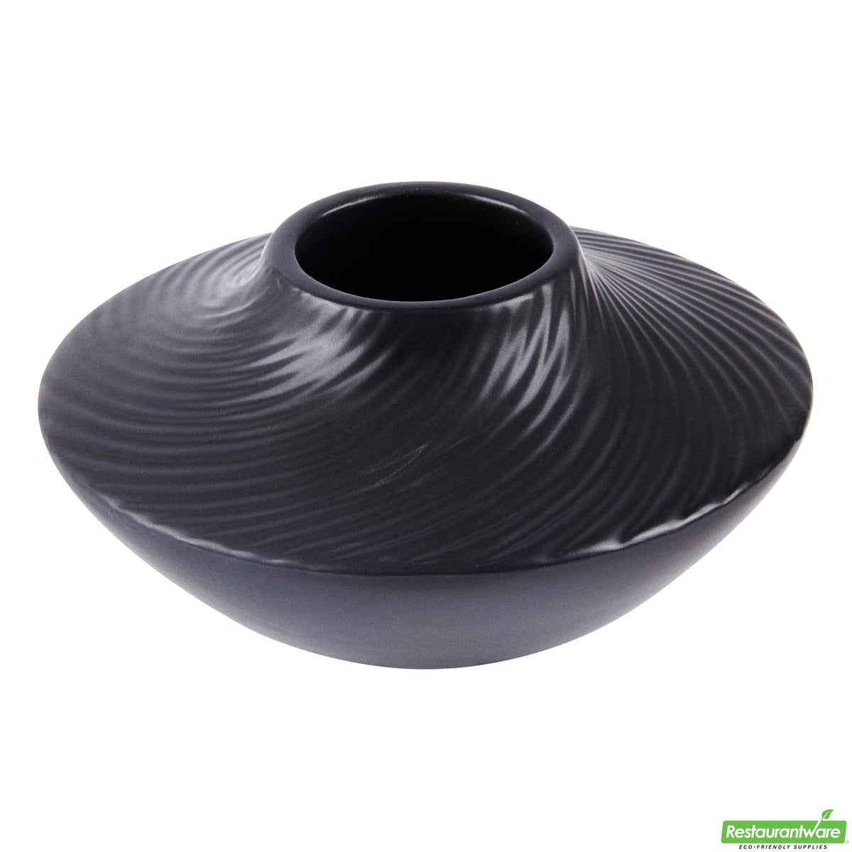 Vase, Table Art, 5.25 x 5.25 x 2.75 Inch, Ceramic, Black, Swirl Shape,1 - 1 EACH