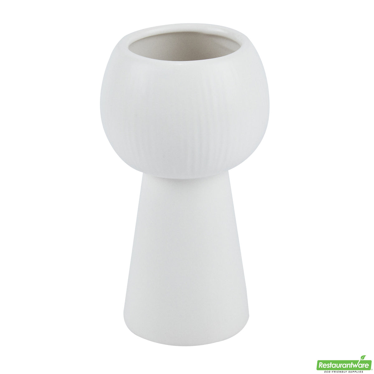 Vase, Table Art, 3.50 x 3.50 x 6.50 Inch, Ceramic, White, Pedestal Shape,1 - 1 EACH