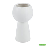 Vase, Table Art, 3.50 x 3.50 x 6.50 Inch, Ceramic, White, Pedestal Shape,1 - 1 EACH
