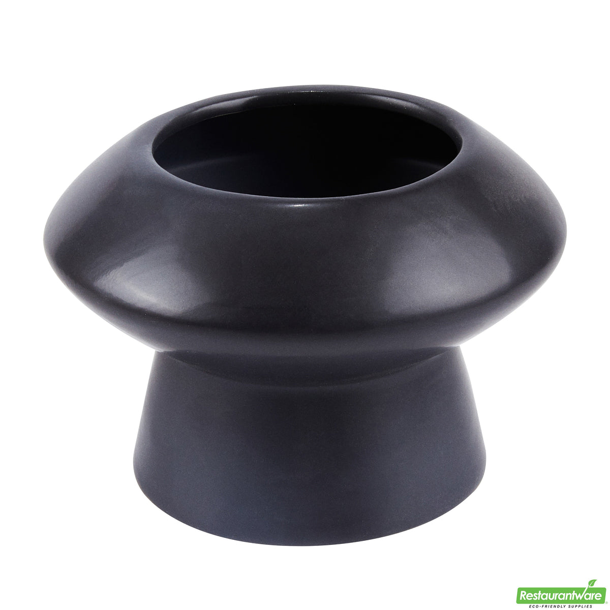 Vase, Table Art, 5.75 x 5.75 x 4 Inch, Ceramic, Black, Mushroom Shape,1 - 1 EACH