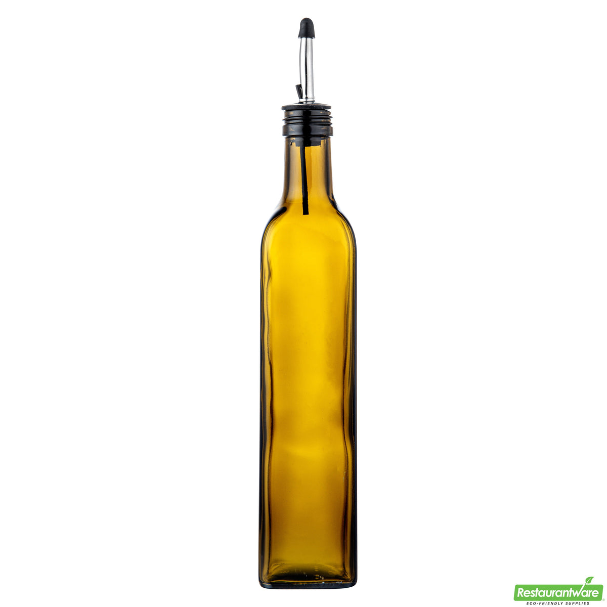 Bottle, Olive Oil, 17 Ounce, Amber, Glass, with Stainless Steel Pourer,1 - 1 EACH