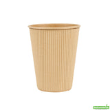 Cups, Hot, 12 Ounce, Paper, Kraft, Ripple Wall,1 - 500 COUNT
