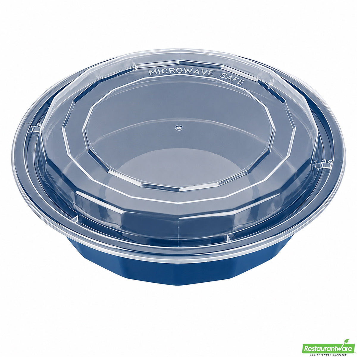 Boxes, To-Go, Asporto 24 Ounce, Microwavable Plastic, Midnight Blue, 7.25 x 7.25 x 1.50 Inch, Includes Clear Plastic Lid, Round,2 - 50 COUNT