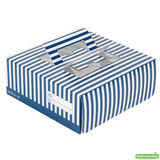 Boxes, Cake & Lunch, Cater Tek 9 x 9 x 3.50 Inch, Paper, Blue & White Stripe, with Window & Pop-Up Handle,50 - 1 COUNT