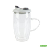 Mugs, Travel, Forma Professional, 15 Ounce, Double-Wall, Borosilicate, includes Gray Lid, with Handle,10 - 1 COUNT