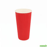 Cups, Hot, 20 Ounce, Paper, Red, Ripple Wall,1 - 250 COUNT