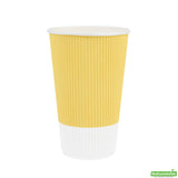 Cups, Hot, 16 Ounce, Paper, Light Yellow, Ripple Wall,1 - 500 COUNT