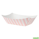 Boats, Bio Tek 3.25 x 2 x 1.50 Inch, Paper, Pink & White Stripe, 6 Ounce, #40,8 - 50 COUNT