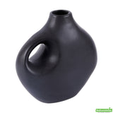 Vase, Table Art, 7 x 3.25 x 7 Inch, Ceramic, Black, Jug Shape,1 - 1 EACH