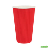 Cups, Hot, 16 Ounce, Paper, Red, Ripple Wall, 16 Ounce,1 - 500 COUNT
