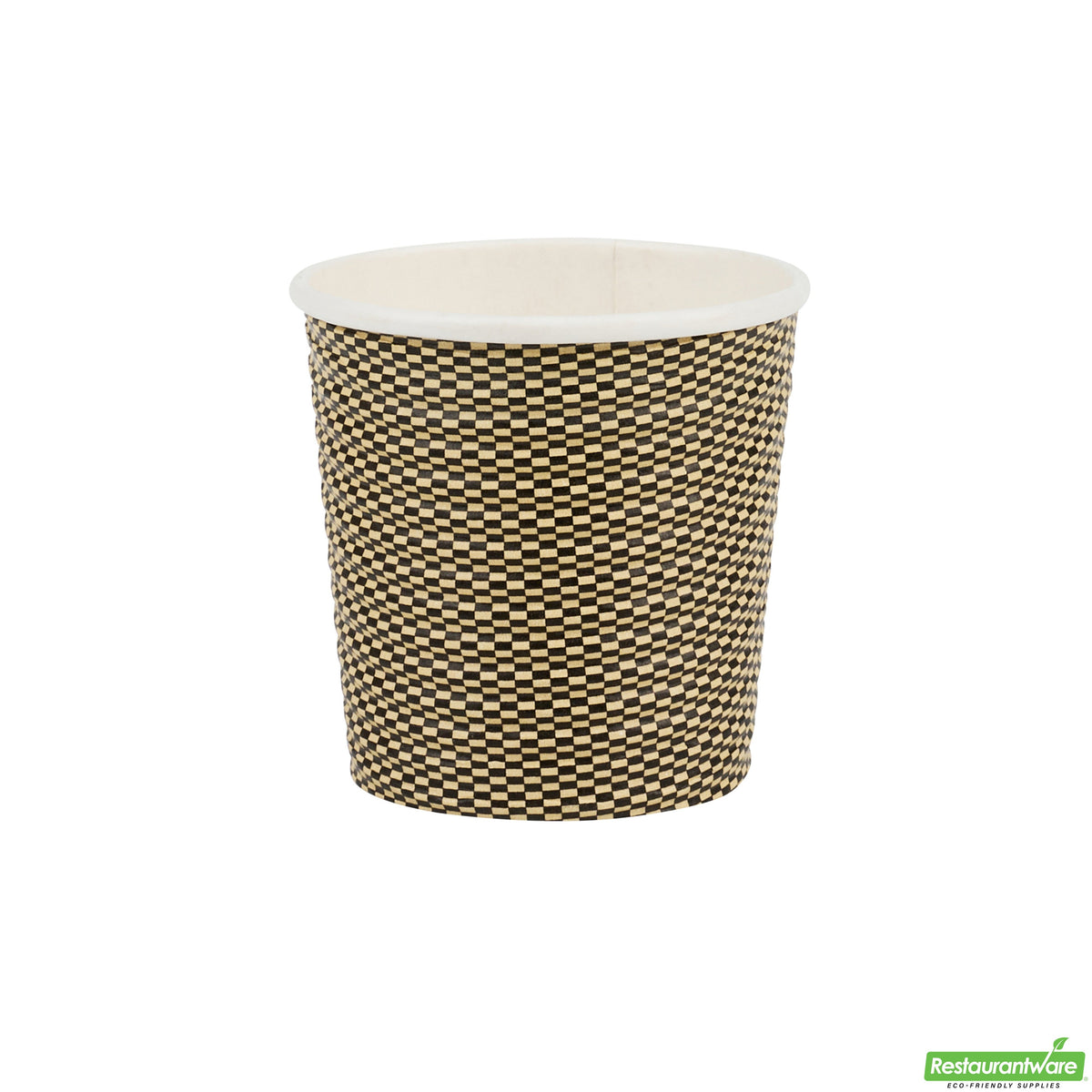 Cups, Coffee, 4 Ounce, Paper, Mocha Pin Check, Spiral Wall, 2.50 x 2.50 x 2.25 Inch,20 - 25 COUNT