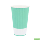 Cups, Hot, 16 Ounce, Paper, Light Green, Ripple Wall,1 - 500 COUNT