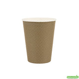 Cups, Coffee, 12 Ounce, Paper, Mocha Pin Check, Spiral Wall, 3.50 x 3.50 x 4.25 Inch,20 - 25 COUNT